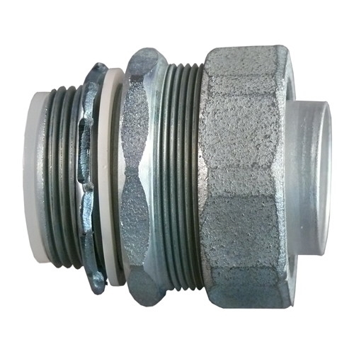 Liquidtight Insulated Throat Connector; 1-1/2 Inch, Malleable Iron, Threaded x Compression