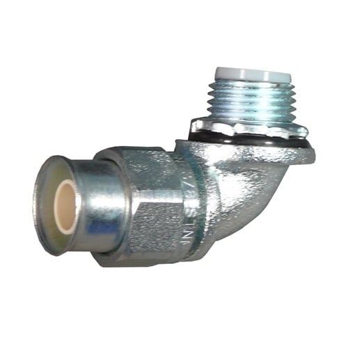 Flexible Non-Metallic 90 deg Type A Liquidtight Connector, 1 inch, Neoprene O-Ring/Nylon Ferrule