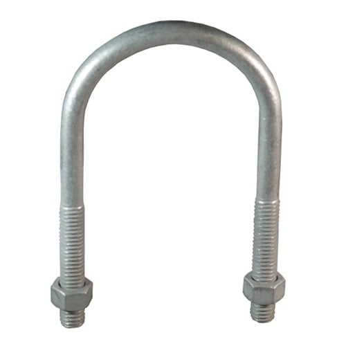 U-Bolt; 4 Inch, UNC Threaded, Malleable Iron Casting, Steel Hardware, Hot-Dip Castings, Mechanically Galvanized Hardware