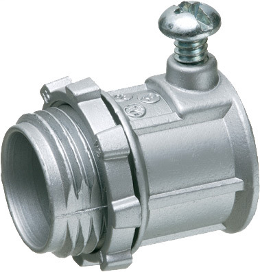 1" emt set screw connector zinc die cast concrete tight when taped. for use with steel or aluminum emt.