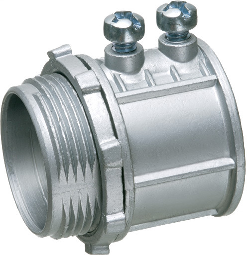 2" emt set screw connector zinc die cast concrete tight when taped. for use with steel or aluminum emt.