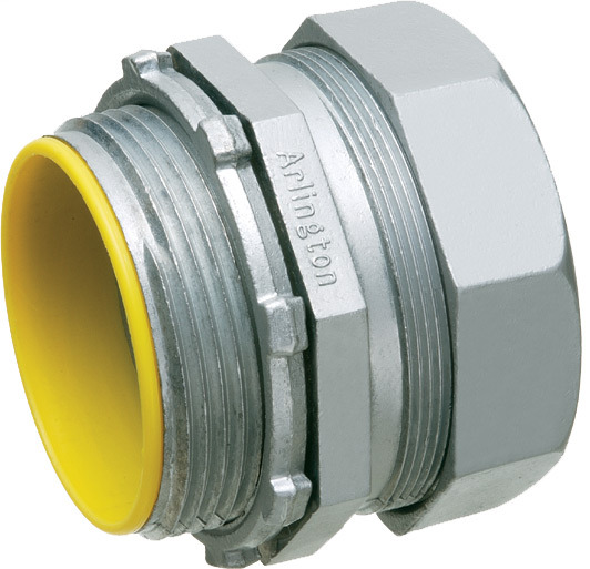 Zinc die-cast EMT compression connector. concrete tight and rain tight. Trade Size 2-1/2". Insulated Throat.