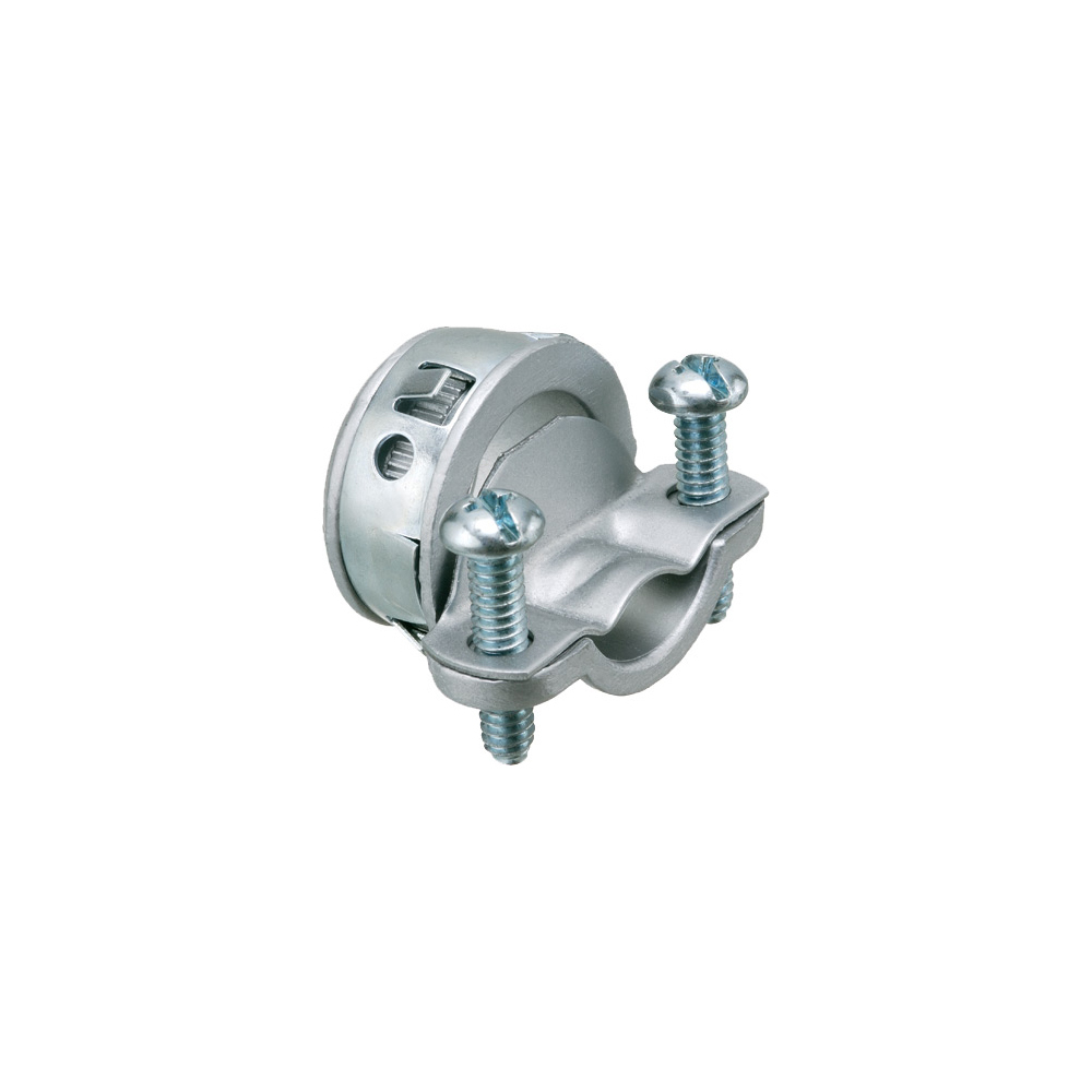 NM cable connector zinc die-cast. 2 screw clamp type. Handles combinations of NM cable from #14 to #10. Up to 2 NM cables at one time. 3/4 Knockout. Also handles one 8/2, two 4/2 service cable Snap tight.