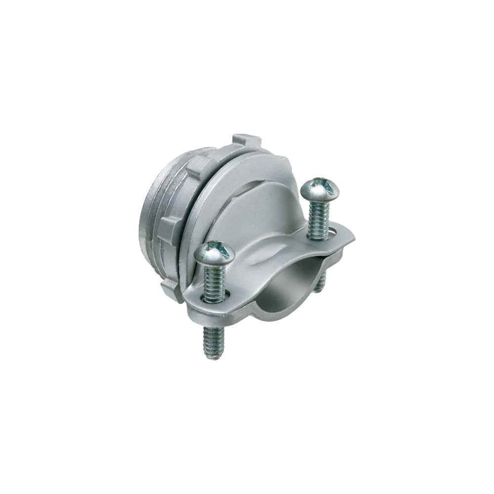 Zinc die-cast, 1-1/4" service entrance round cable connector.