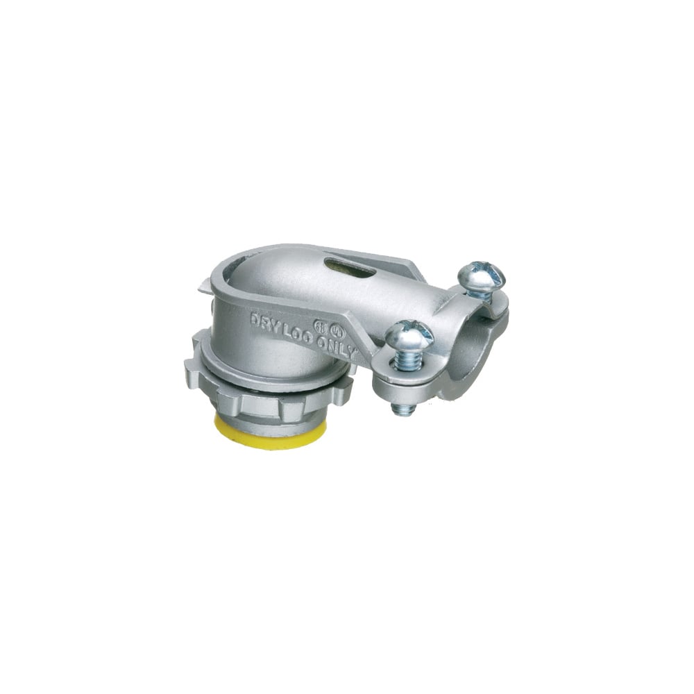 Zinc die-cast, 90 degree 2 screw flex connector for aluminum and steel Flex. Secures into a 3" Knockout with a diecast locknut. Accommodates cable range 3.1 to 3.64. Insulated throat