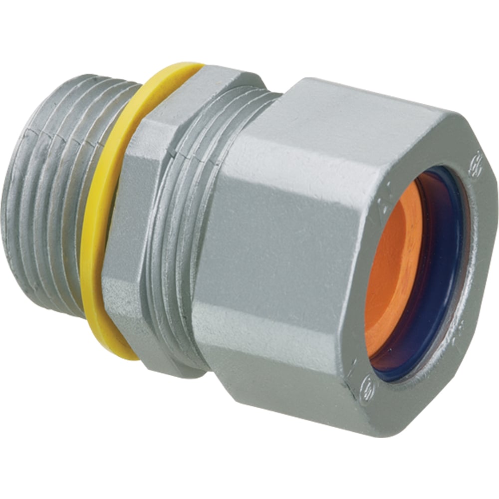 Zinc die-cast, liquid-tight, and oil-tight strain relief cord connector furnished with a sealing ring and locknut. Supports .625 to .750 cord range with a 1 inch trade size.