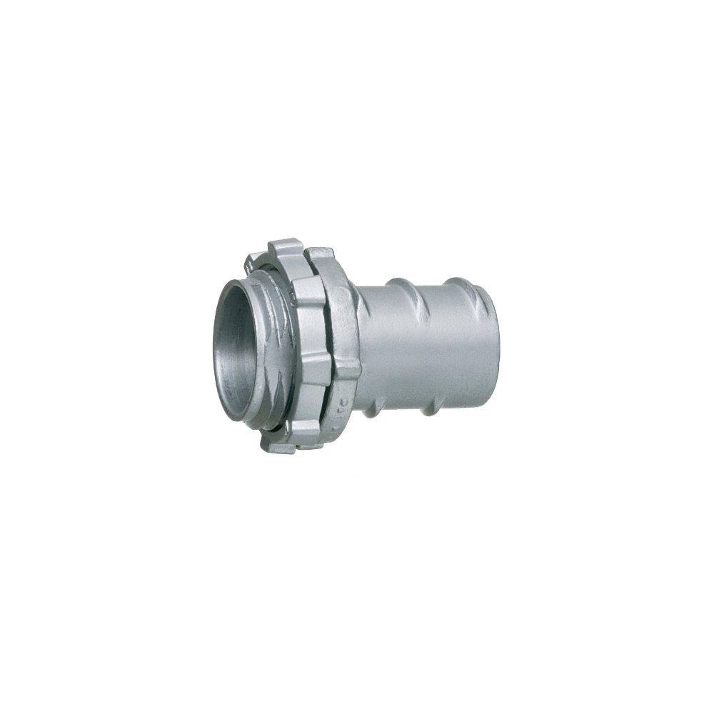 Zinc die-cast, 1/2 Knockout, Screw in connector for aluminum and steel cable. Secures to knockout with zinc die-cast locknut.