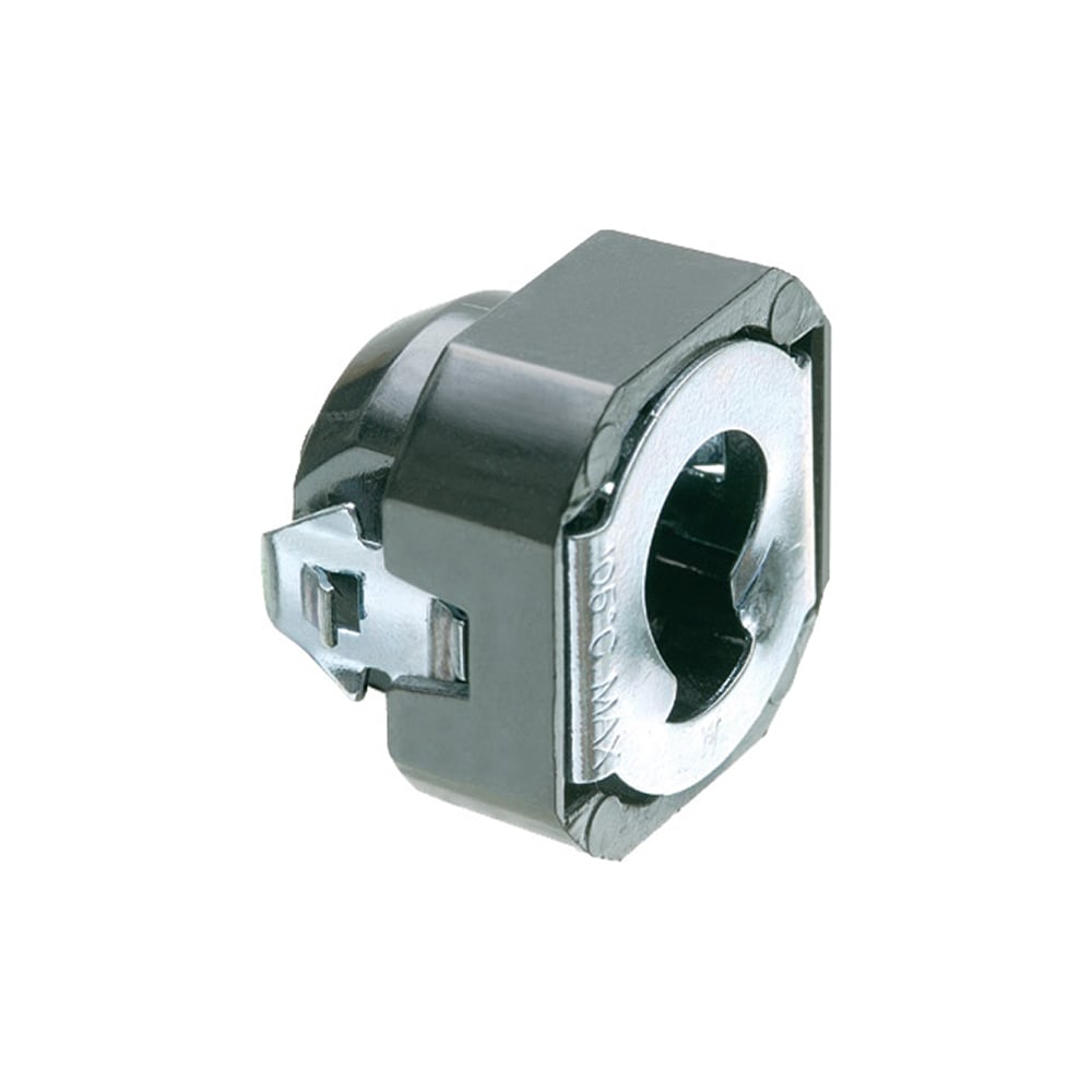 Screw-on flex connector with a non-metallic body and spring steel clip. Screws onto 3/8" Flex. Sold in package quantity of 500.