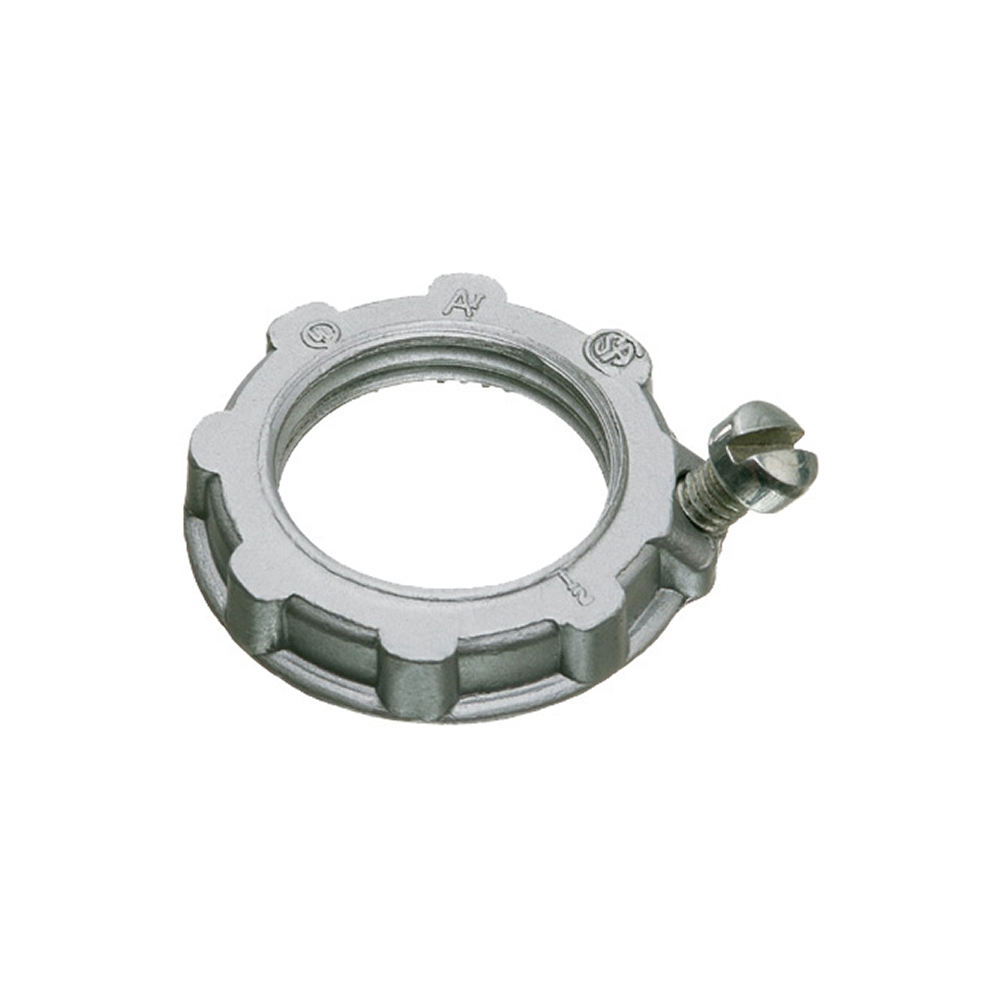 Zinc Die cast grounding locknut for rigid conduit. Trade Size 3/4".