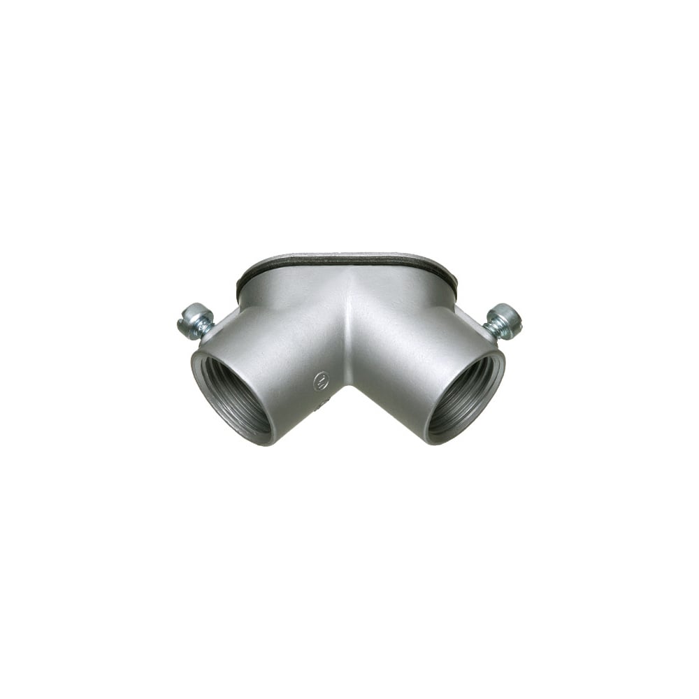 Combination 90 degree pulling elbow for threaded rigid and set screw EMT with cover and gasket, Zinc die-cast. Trade Size 1".