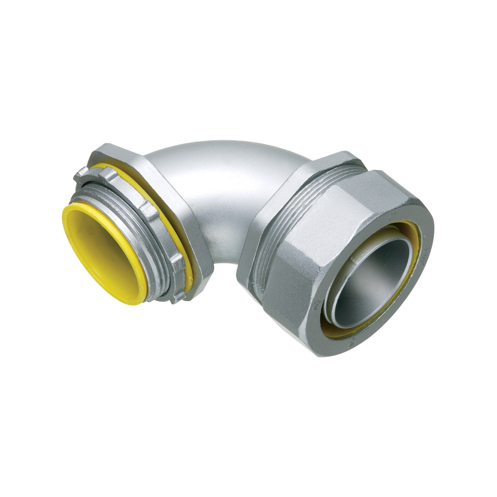 Straight, zinc die-cast connector for use with metallic or non metallic liquid tight conduit type B only. 4" Trade Size. 90 degrees.