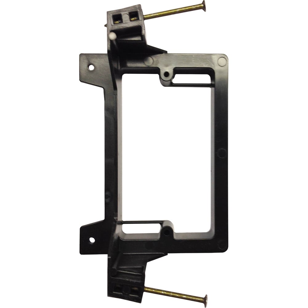 Nail on, Single gang, Low Voltage mounting bracket for new construction on wood studs. Built in loop to tie off cable.