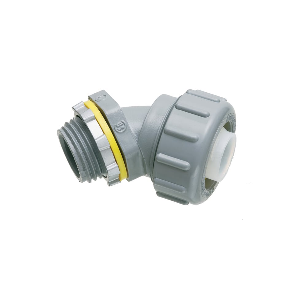Non Metallic 45 degree connector for use with non metallic liquid tight conduit type B only. 1" Trade Size.