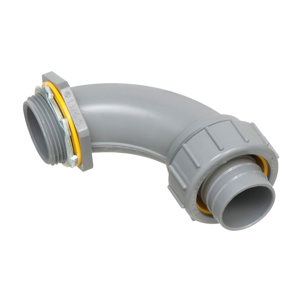 Non Metallic 90 degree connector for use with non metallic liquid tight conduit type B only. 1-1/4" Trade Size.
