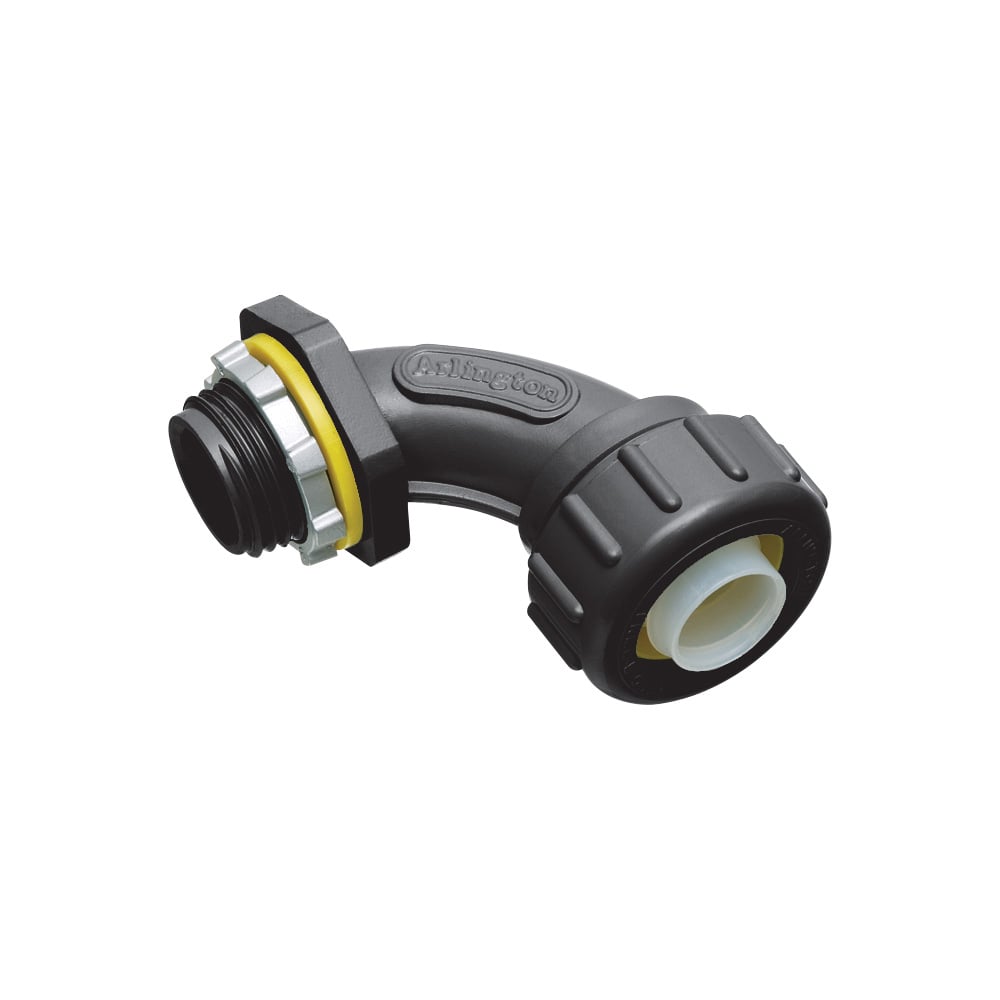 Non Metallic 90 degree connector for use with non metallic liquid tight conduit type B only. 1/2" Trade Size. Color Black.