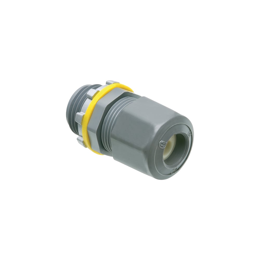 Non-metallic, 3/4" UF connector with low profile design for smaller and standard sized underground feeder cable.