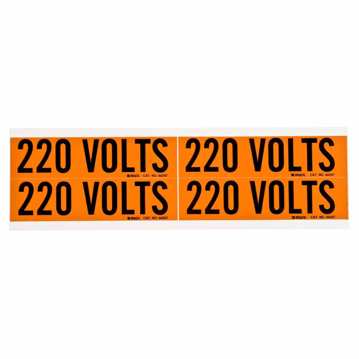 Lbl,B498,4.125x1.125,Bk/Or,220 VOLT,4/CQ