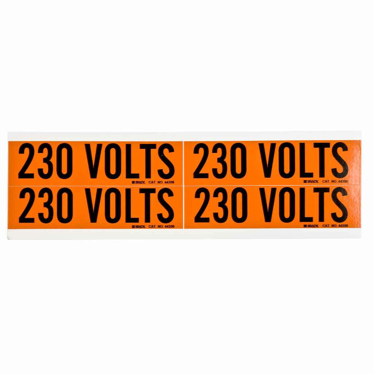 Lbl,B498,4.125x1.125,Bk/Or,230 VOLT,4/CQ