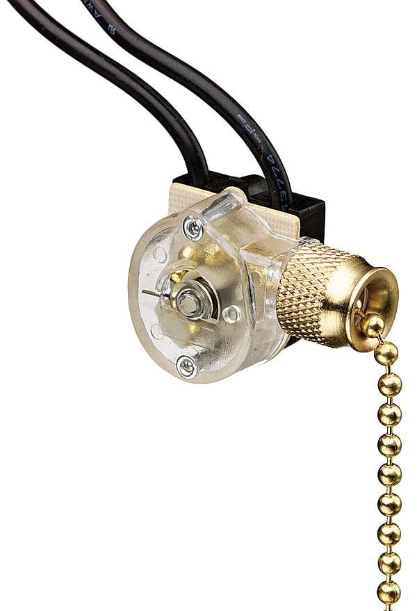 IDEAL, Switch, Pull, On-Off, Voltage Rating: 125 VAC, 250 Vac, 125 VL, Amperage Rating: 6, 3, 3 AMP, Number Of Poles: 1, Actuator: Pull Chain, Connection: Wire Leads, 2 Pos -2 Wire Circuit, Size: 0.920 L x 0.880 W x 0.670 H IN, Mounting: 13/32 IN Diameter Mounting Hole, Color: Nickel, Wire Size: 18 AWG Wire Lead, 6 IN Stripped Wire, Action: SPST