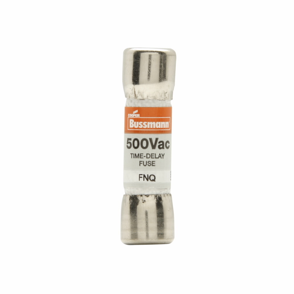 Eaton Bussmann series FNQ fuse, Time-delay Midget fuse, Motor control transformers, circuits with in-rush currents, 14 A, Non-indicating, Ferrule end x ferrule end, 10 kAIC at 500 Vac, Nickel-plated bronze endcap, Standard, 500 V