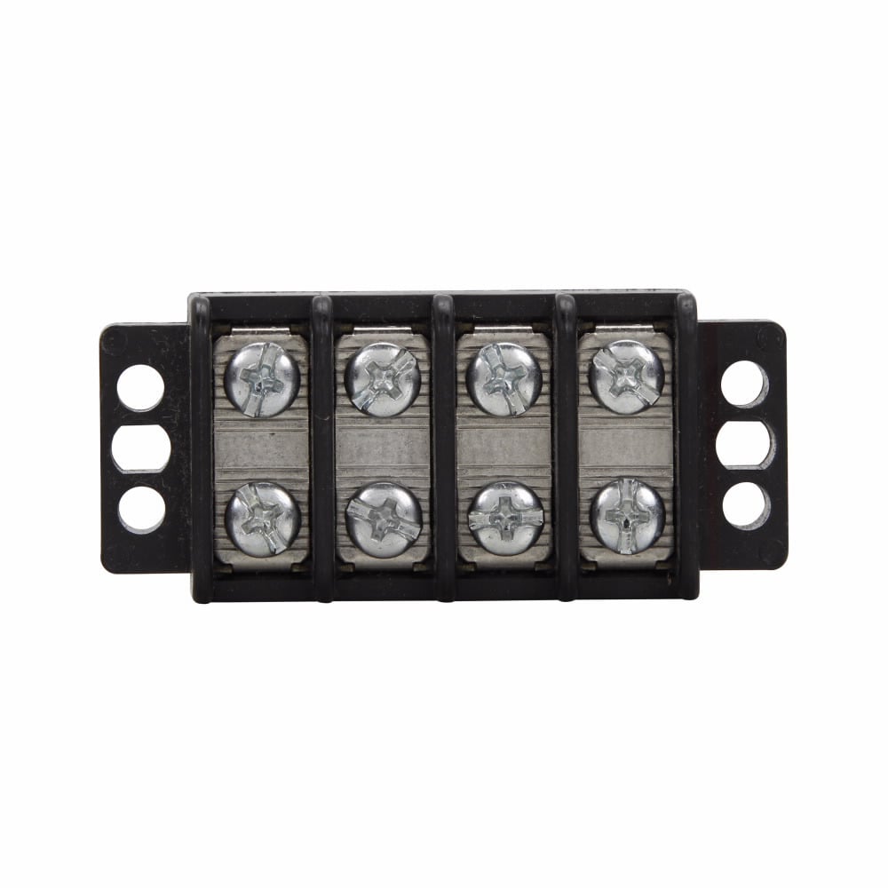 Eaton Bussmann TB200 series panel mount terminal block connector, Breakdown voltage 4800V, 300V, 30A, Double row, barrier, Seven-pole, #6-32 TPI Screw, Screw, Black, Tin-plated brass terminal, Zinc-plated Steel philslot screw