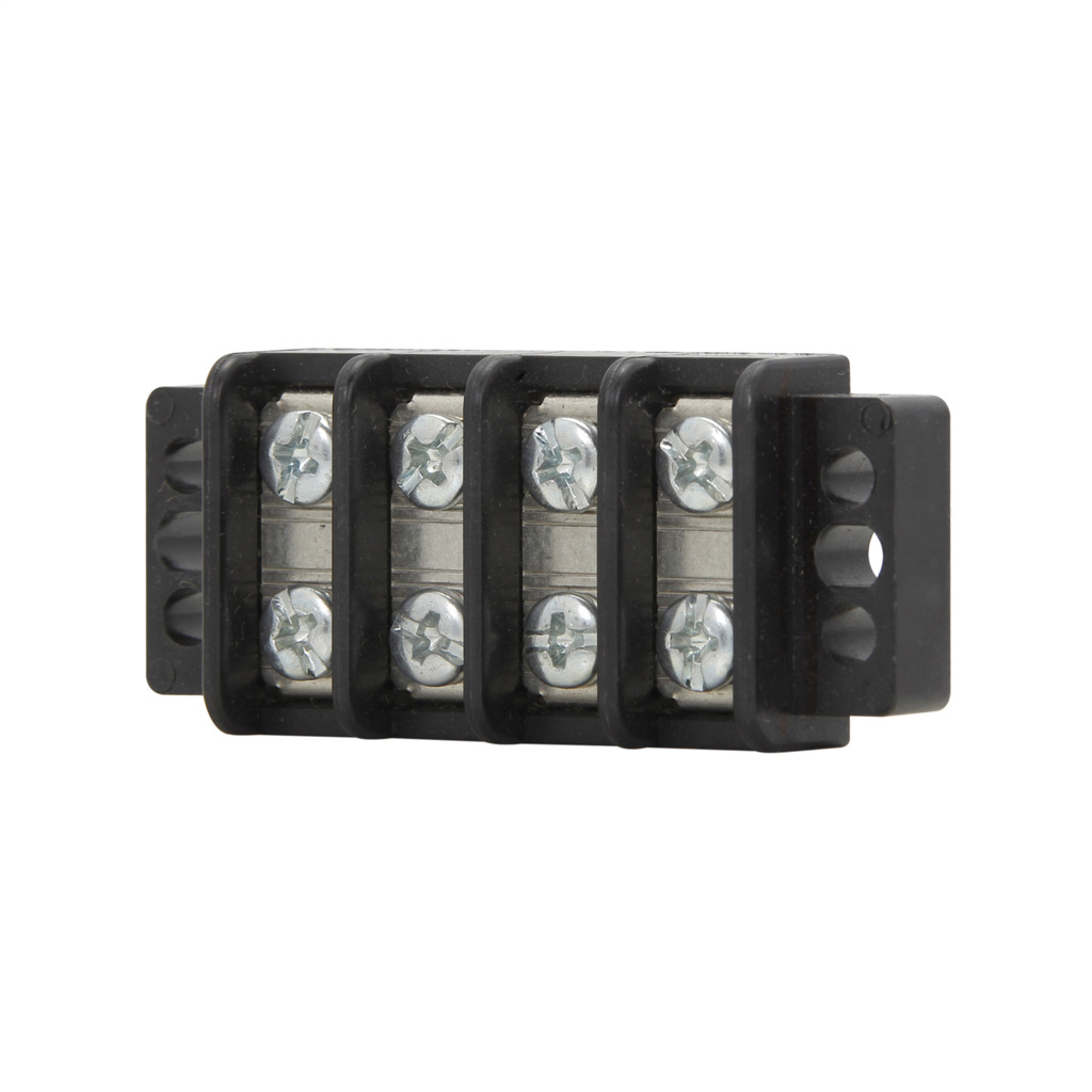 Eaton Bussmann TB200 series panel mount terminal block connector, Breakdown voltage 4800V, 300V, 30A, Double row, barrier, Twelve-pole, #6-32 TPI Screw, Screw, Black, Tin-plated brass terminal, Zinc-plated Steel philslot screw
