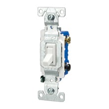 Eaton toggle switch, 15A, Wall, 120V, Back and side, push wire, Non-grounding, Ivory, Three-Way