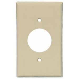 Eaton Single receptacle wallplate, Ivory, 1.406" Hole Cutout, Thermoset, Single- gang, Mid-size, ED Box