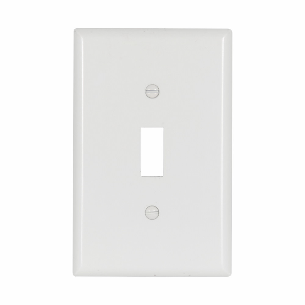 Eaton Toggle wallplate, White, Toggle Cutout, Thermoset, Single- gang, Mid-size