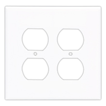 Eaton Duplex receptacle wallplate, White, Duplex receptacle Cutout, Thermoset, Two- gang, Mid-size, ED Box