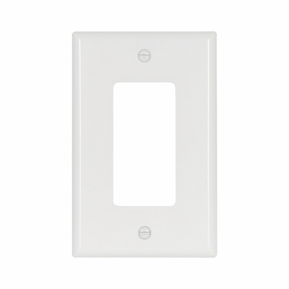 Eaton Decorator / GFCI wallplate, White, Decorator Cutout, Thermoset, Single- gang, Mid-size