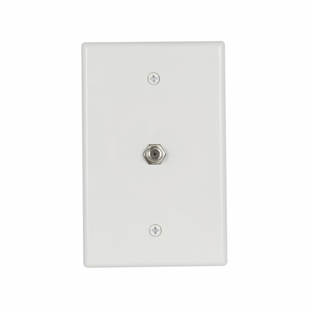 Eaton Wallplate with connector W/1 F Type Coax Adap Thermo Mid WH