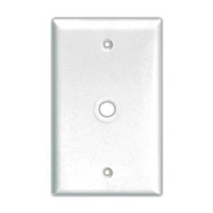 Eaton Telephone and coaxial wallplate, Ivory, 0.375" Hole Cutout, Thermoset, Single- gang, Standard, ED Box