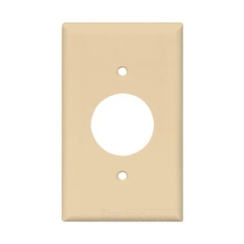 Eaton Single receptacle wallplate, Ivory, 1.406" Hole Cutout, Thermoset, Single- gang, Standard, ED Box