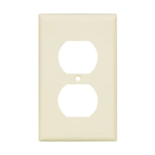 Standard Size Duplex Receptacle Wallplate, Almond, Power outlet, Thermoset, 1, Standard