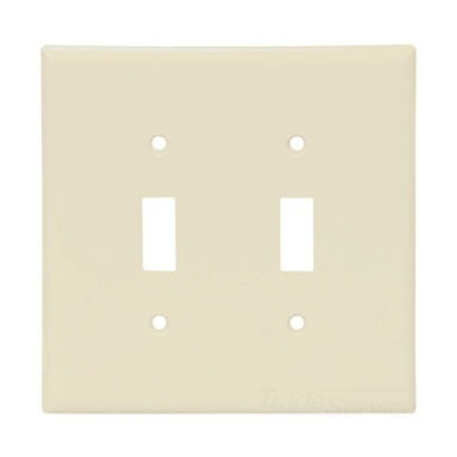 Standard Size Toggle Switch Wallplate, Almond, Toggle, Thermoset, 2, Standard