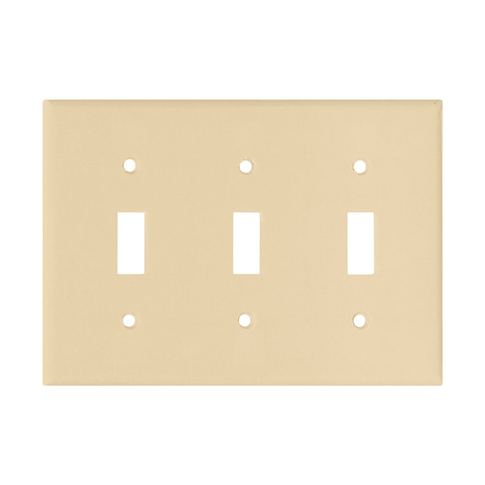 Eaton Toggle wallplate, Ivory, Toggle Cutout, Thermoset, Three- gang, Standard, ED Box