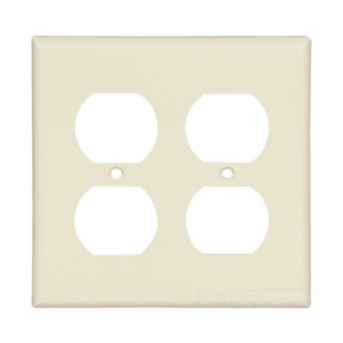Standard Size Duplex Receptacle Wallplate, Almond, Power outlet, Thermoset, 2, Standard
