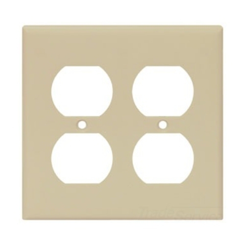 Standard Size Duplex Receptacle Wallplate, Ivory, Power outlet, Thermoset, 2, Standard