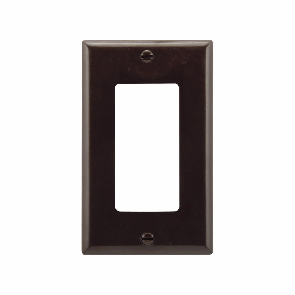 Eaton Decorator / GFCI wallplate, Brown, Decorator Cutout, Thermoset, Single- gang, Standard, ED Box