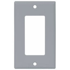 Eaton Decorator / GFCI wallplate, Gray, Decorator Cutout, Thermoset, Single- gang, Standard, ED Box