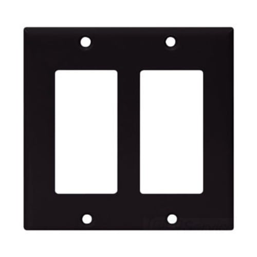 Eaton Decorator / GFCI wallplate, Black, Decorator Cutout, Thermoset, Two- gang, Standard, ED Box