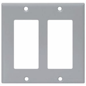 Eaton Decorator / GFCI wallplate, Gray, Decorator Cutout, Thermoset, Two- gang, Standard, ED Box