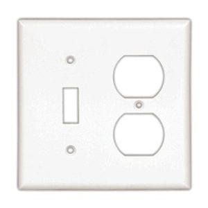 Eaton Combination wallplate, Ivory, Toggle, Decorator Cutout, Thermoset, Two- gang, Standard, ED Box