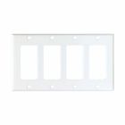 Eaton Decorator / GFCI wallplate, White, Decorator Cutout, Thermoset, Four- gang, Standard, ED Box