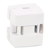 Eaton straight blade connector , #18-10 AWG, 10A, Residential, 125V, Back wire, White, Brass, Thermoplastic, 1-15R, Two-pole, two-wire, non grounding, Insulation piercing, 18-2 SPT-1 cord, Thermoplastic, Bulk