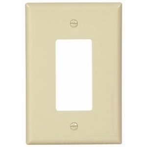 Eaton Decorator / GFCI wallplate, Ivory, Decorator Cutout, Thermoset, Single- gang, Oversize, ED Box