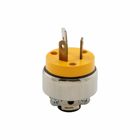 Eaton Arrow Hart armored power plug , #14-10 AWG, 30A, Commercial, 125V, Back wire, Yellow, Brass, Armored vinyl, 10-20P, Three-pole, three-wire, non grounding, Screw, Vinyl, ED Box