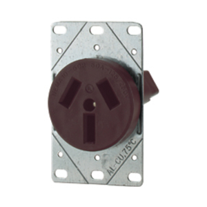 Eaton power device receptacle, Range, #12 - 4 AWG, 50A, Flush, 125/250V, Back, Brown, NEMA 10-50R, Three-pole, Three-wire, Three-pole, three-wire, non grounding, Plug, Glass-filled nylon, Power, Used with S80