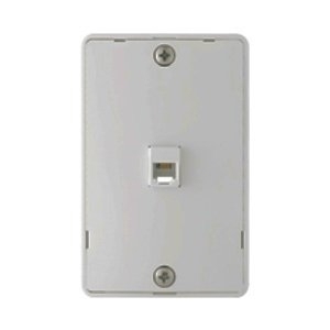 Eaton Wallplate with connector, 4-conductor jack, Commercial, residential telephone, Surface, box, Ivory, Data/Voice modular jack, Type 630A screw terminals, Thermoplastic elastomer (TPE), Standard, Type 630A